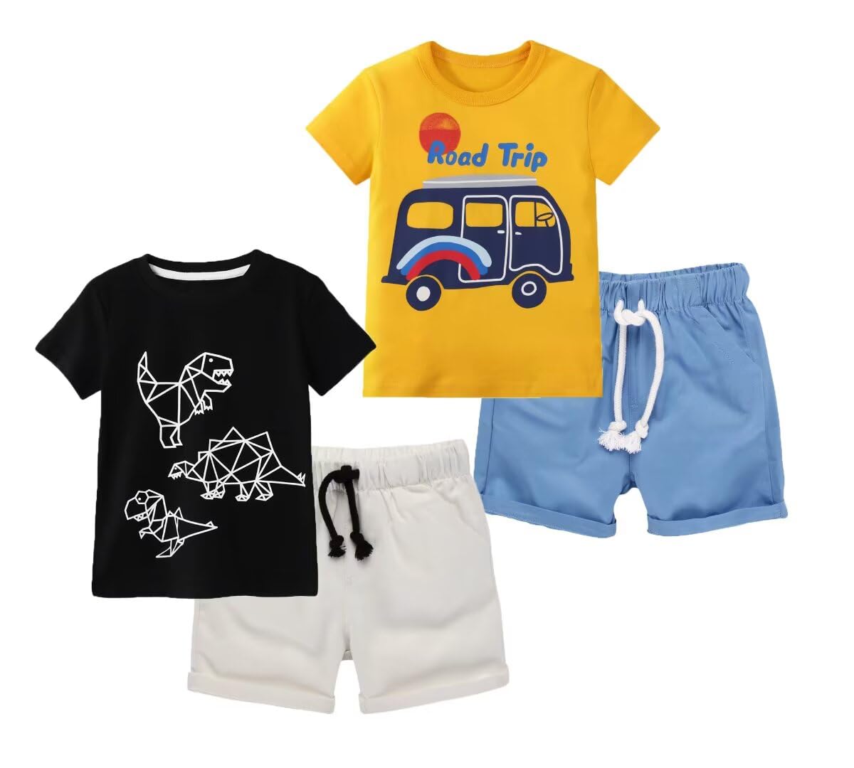 Toddler Boy Summer Clothes Outfits Kids Cotton Short Sleeve Shirt Shorts Set 2-7 Years