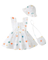 Renotemy Newborn Infant Baby Girl Dresses Summer Outfits Boho Casual Sundress Gifts Toddler Clothes for Girl with Hat and Bag