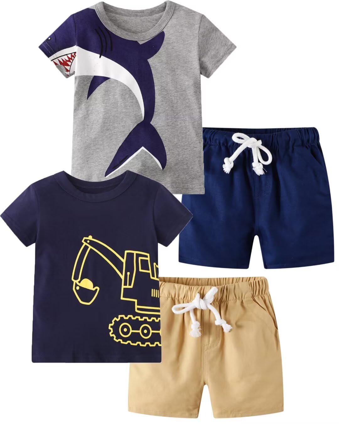 Toddler Boy Summer Clothes Outfits Kids Cotton Short Sleeve Shirt Shorts Set 2-7 Years