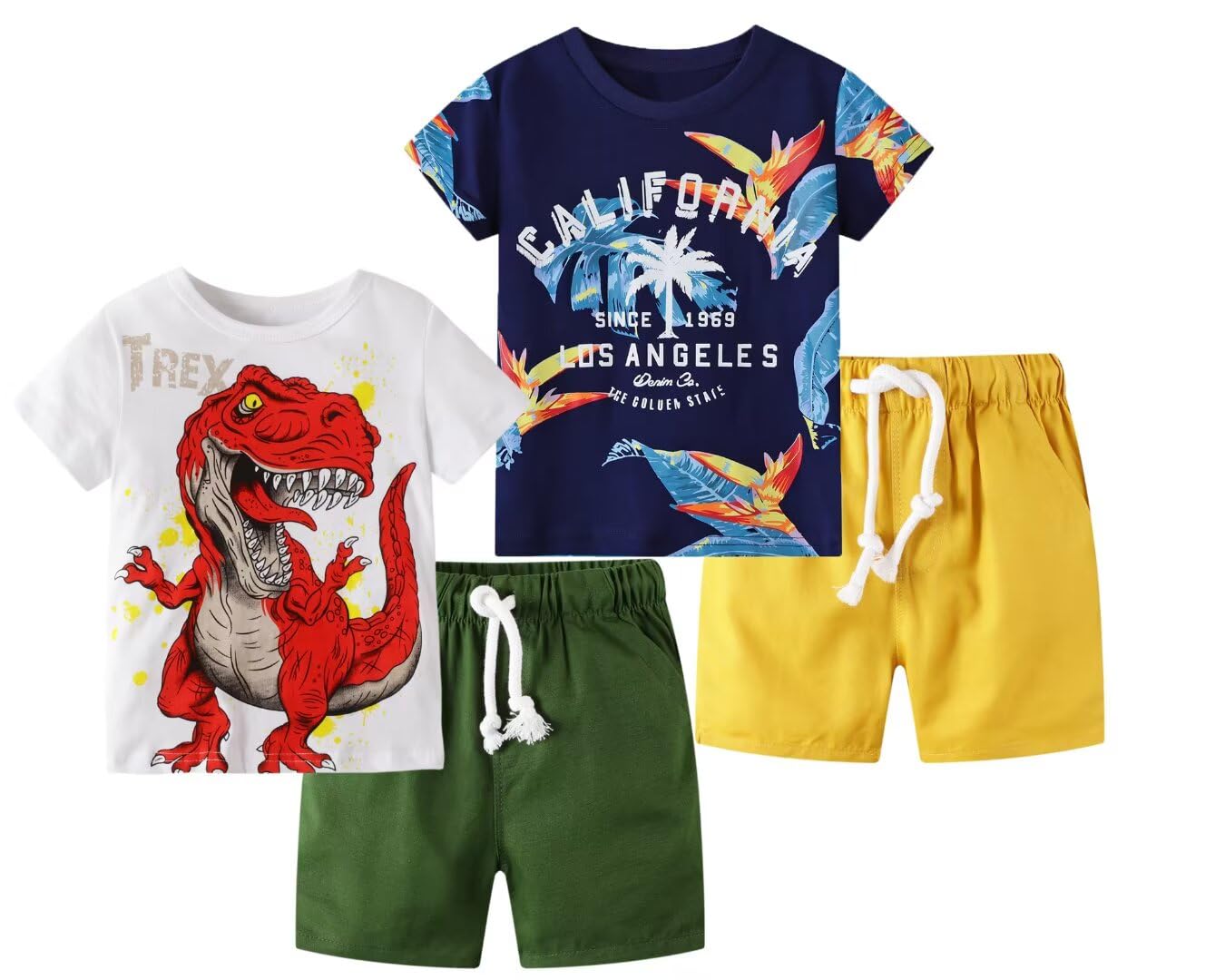 Toddler Boy Summer Clothes Outfits Kids Cotton Short Sleeve Shirt Shorts Set 2-7 Years