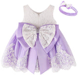 Baby Girls Dress Christening Baptism Party Formal Dress with Headwear