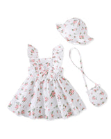 Renotemy Newborn Infant Baby Girl Dresses Summer Outfits Boho Casual Sundress Gifts Toddler Clothes for Girl with Hat and Bag
