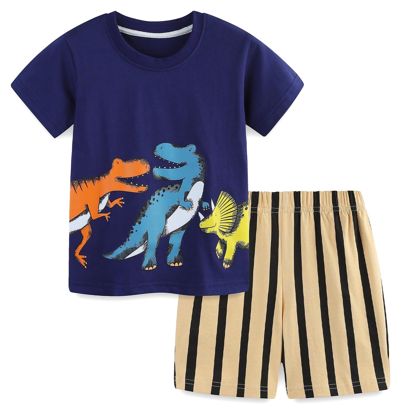 Bumeex Toddler Boy Clothes 100% Cotton Jersey Short Sleeve T-Shirt and Short Clothing Set with Pockets Outfits 2-7T