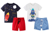 Toddler Boy Summer Clothes Outfits Kids Cotton Short Sleeve Shirt Shorts Set 2-7 Years