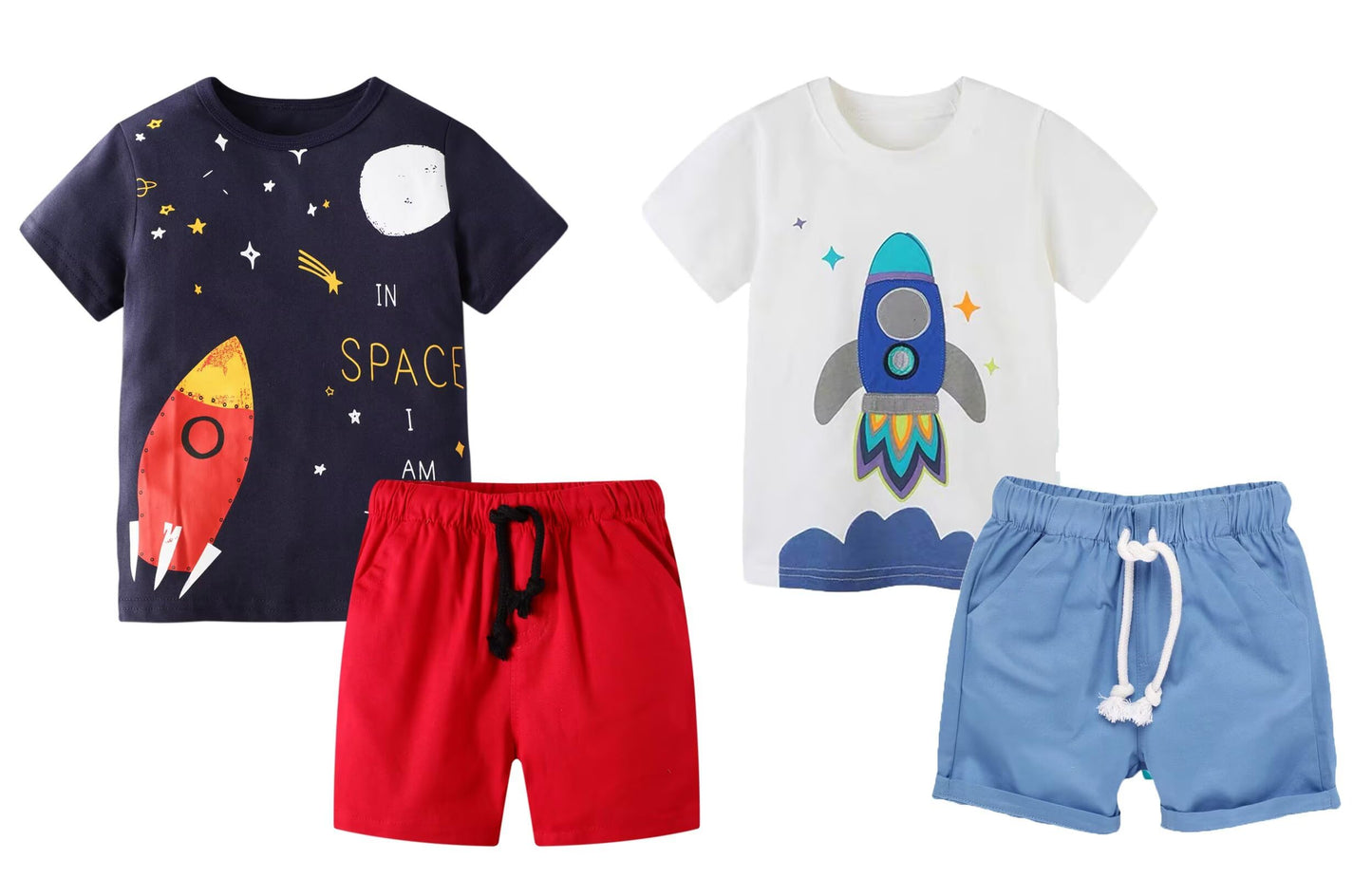 Toddler Boy Summer Clothes Outfits Kids Cotton Short Sleeve Shirt Shorts Set 2-7 Years
