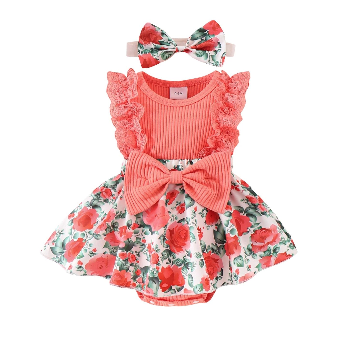 Baby Girl Clothes Newborn Romper Dress Infant Lace Ruffle Sleeveless Summer Outfits with Headband 0-12 Months