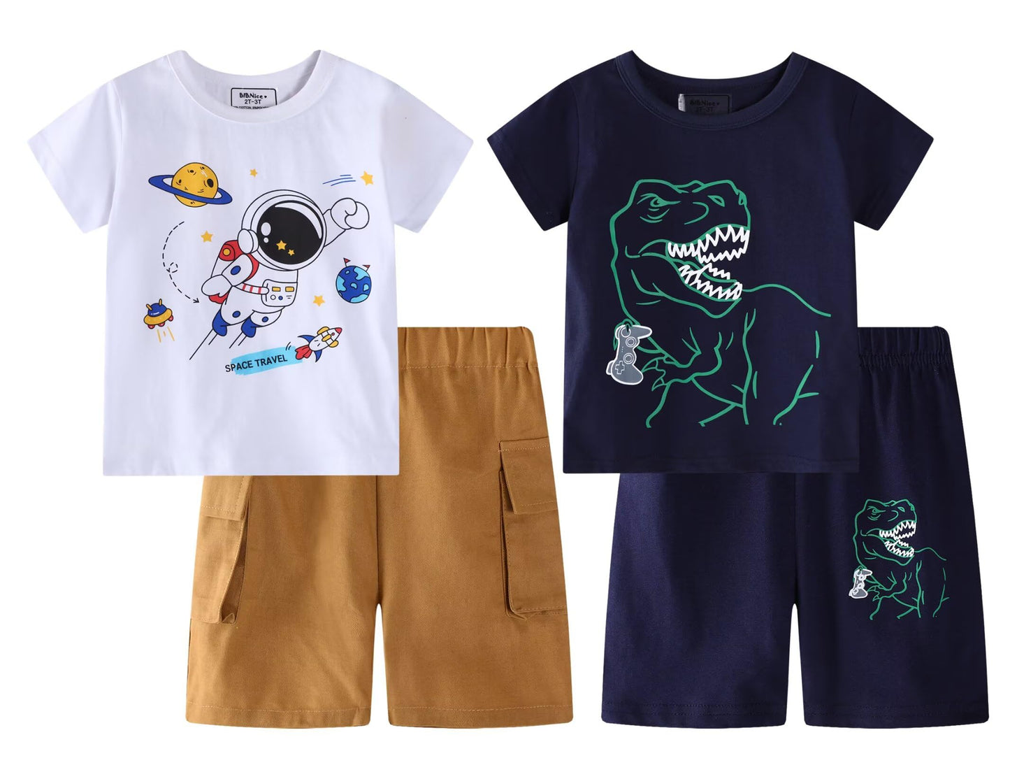 Toddler Boy Summer Clothes Outfits Kids Cotton Short Sleeve Shirt Shorts Set 2-7 Years