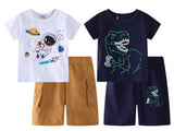 Toddler Boy Summer Clothes Outfits Kids Cotton Short Sleeve Shirt Shorts Set 2-7 Years