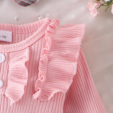 Baby Girl Clothes Newborn Fall Winter Outfit Ruffled Long Sleeve Romper Lace Dress Headband Skirt Set 0-18 Months