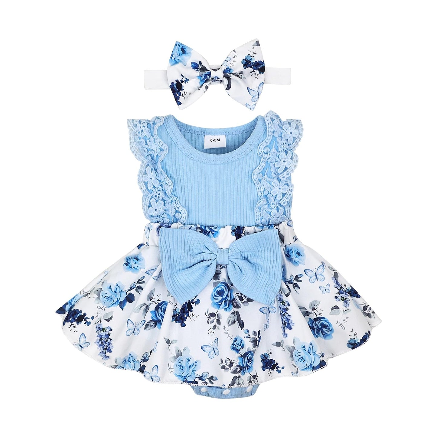 Baby Girl Clothes Newborn Romper Dress Infant Lace Ruffle Sleeveless Summer Outfits with Headband 0-12 Months
