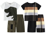 Toddler Boy Summer Clothes Outfits Kids Cotton Short Sleeve Shirt Shorts Set 2-7 Years