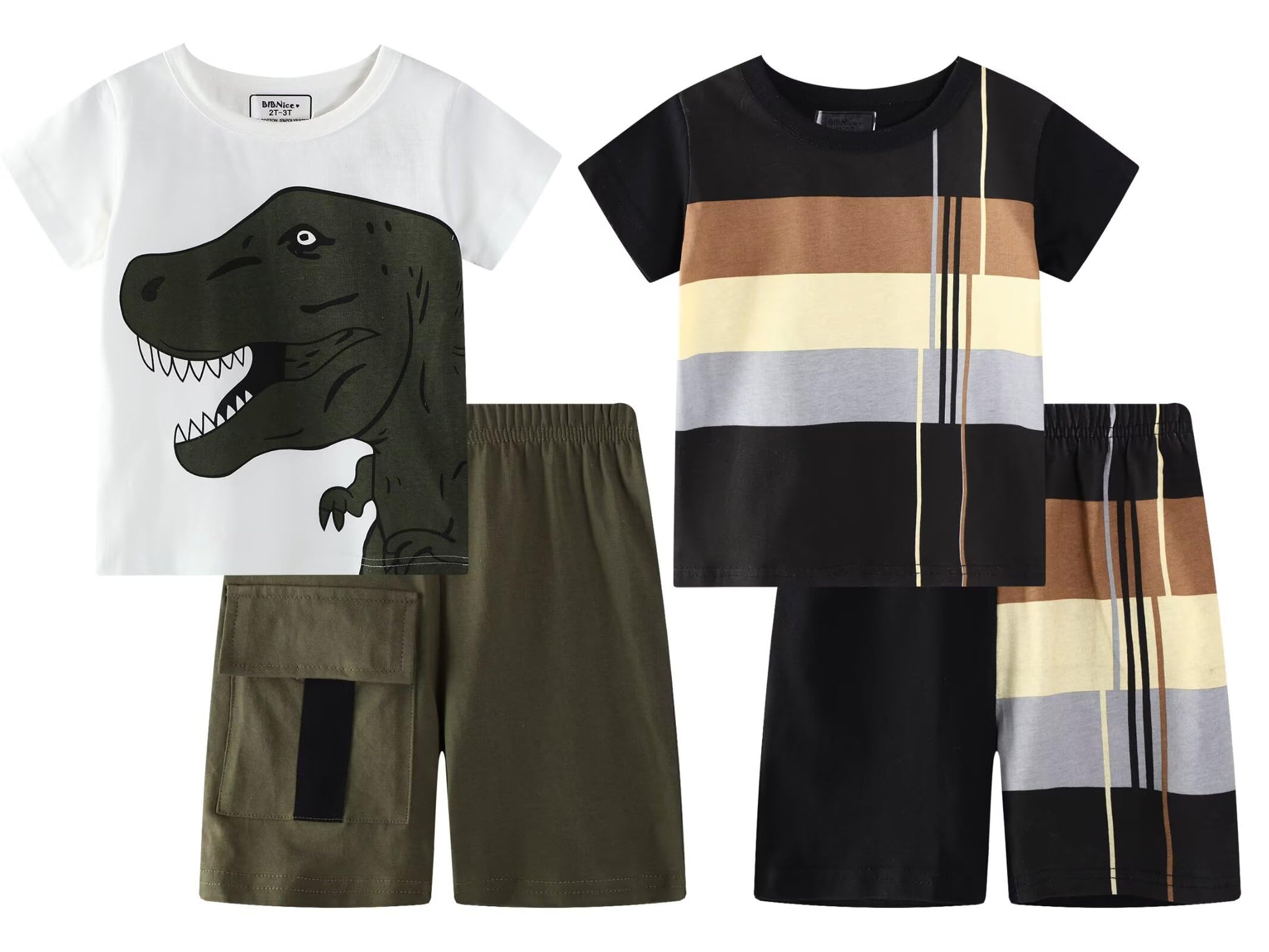 Toddler Boy Summer Clothes Outfits Kids Cotton Short Sleeve Shirt Shorts Set 2-7 Years