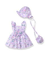 Renotemy Newborn Infant Baby Girl Dresses Summer Outfits Boho Casual Sundress Gifts Toddler Clothes for Girl with Hat and Bag