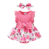 Baby Girl Clothes Newborn Romper Dress Infant Lace Ruffle Sleeveless Summer Outfits with Headband 0-12 Months