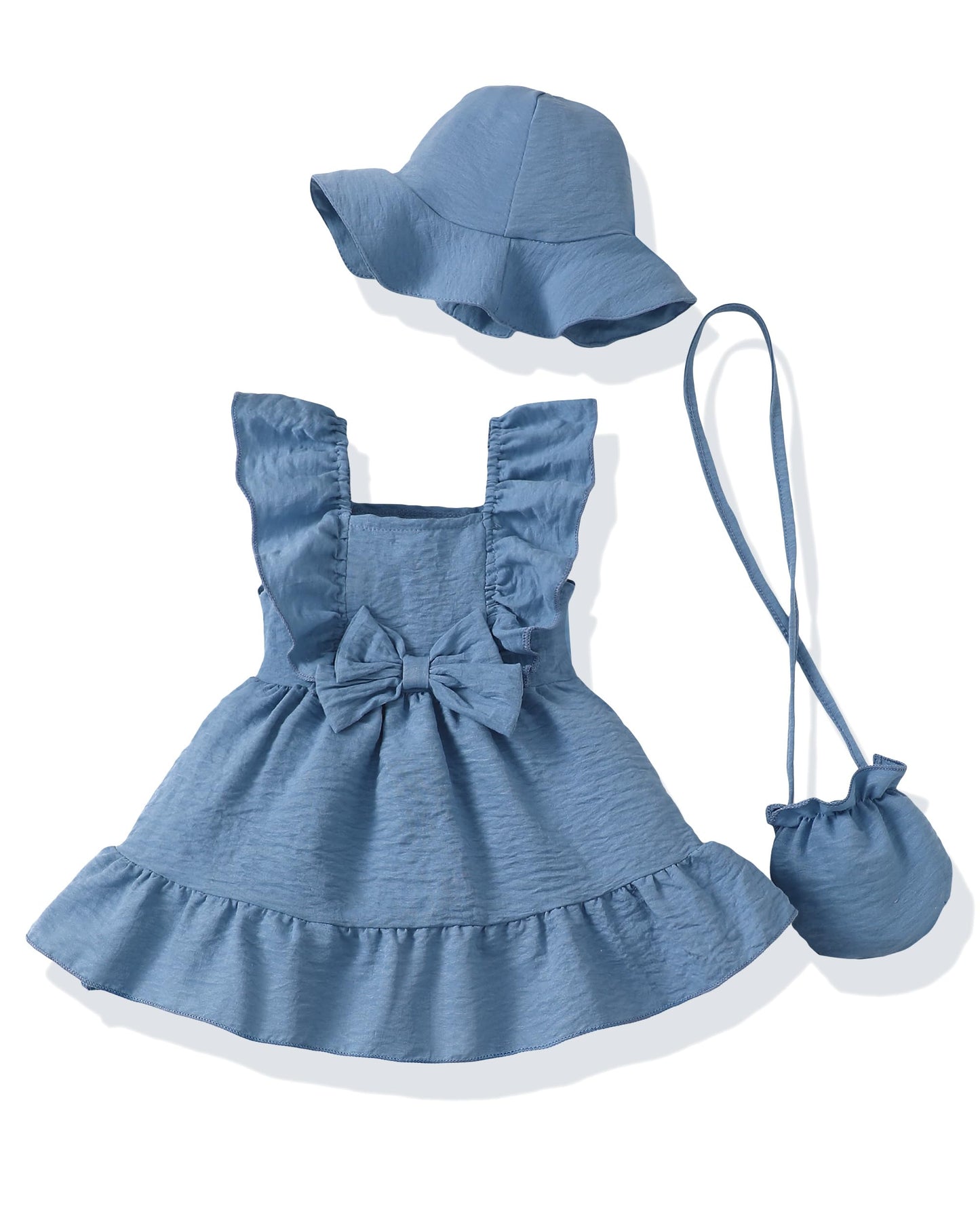 Renotemy Newborn Infant Baby Girl Dresses Summer Outfits Boho Casual Sundress Gifts Toddler Clothes for Girl with Hat and Bag