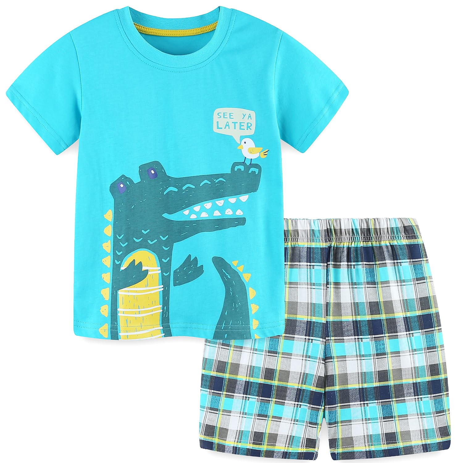 Bumeex Toddler Boys Cotton Clothing Sets Short Sleeve Tee and Shorts