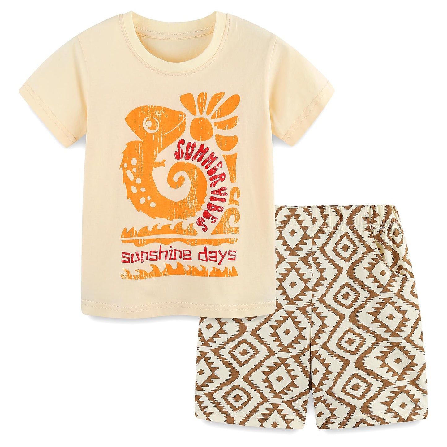 Bumeex Toddler Boy Clothes 100% Cotton Jersey Short Sleeve T-Shirt and Short Clothing Set with Pockets Outfits 2-7T