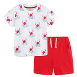 Bumeex Toddler Boy Clothes 100% Cotton Jersey Short Sleeve T-Shirt and Short Clothing Set with Pockets Outfits 2-7T