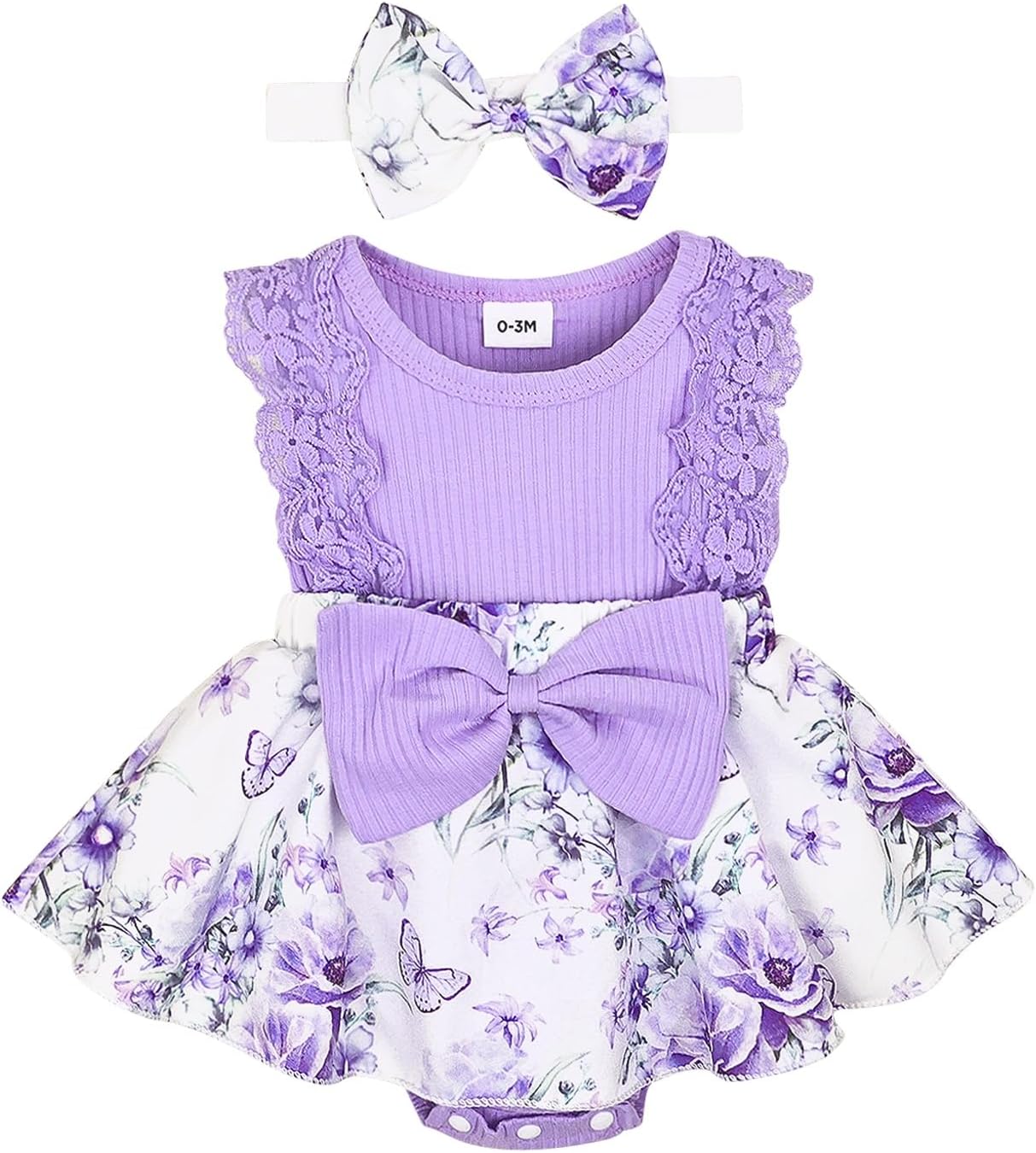 Baby Girl Clothes Newborn Romper Dress Infant Lace Ruffle Sleeveless Summer Outfits with Headband 0-12 Months