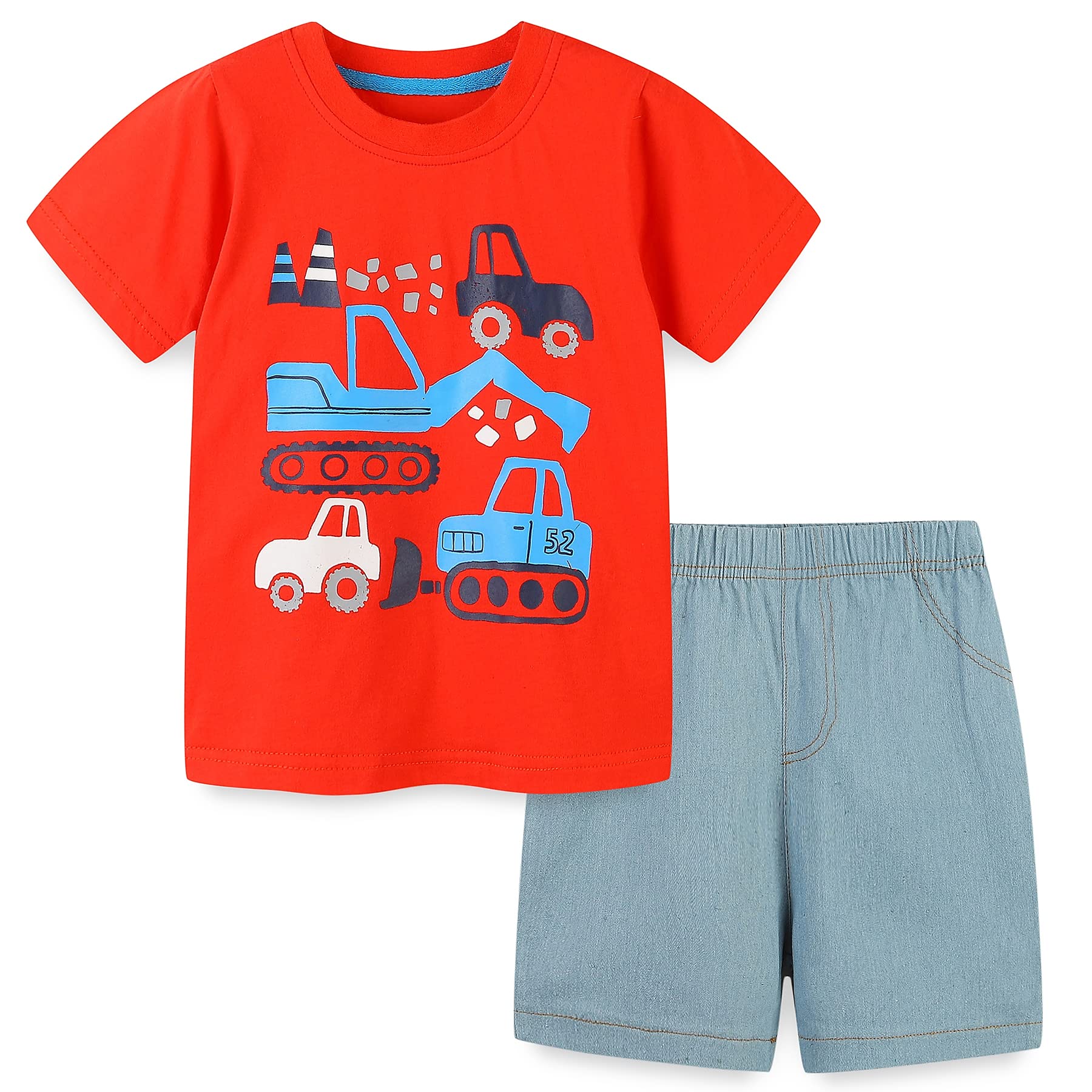 Bumeex Toddler Boys Cotton Clothing Sets Short Sleeve Tee and Shorts