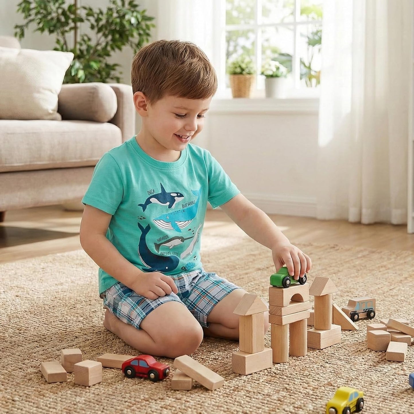 Bumeex Toddler Boy Clothes 100% Cotton Jersey Short Sleeve T-Shirt and Short Clothing Set with Pockets Outfits 2-7T