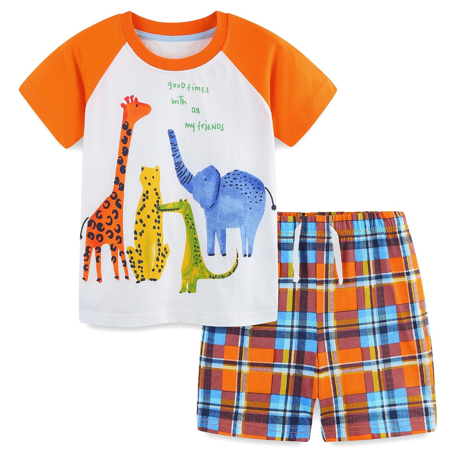 Bumeex Toddler Boy Clothes 100% Cotton Jersey Short Sleeve T-Shirt and Short Clothing Set with Pockets Outfits 2-7T