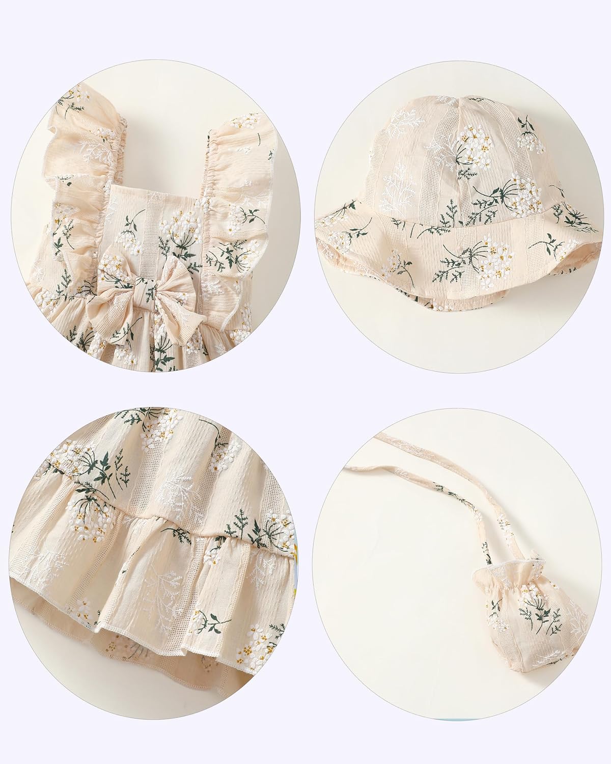 Renotemy Newborn Infant Baby Girl Dresses Summer Outfits Boho Casual Sundress Gifts Toddler Clothes for Girl with Hat and Bag
