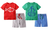 Toddler Boy Summer Clothes Outfits Kids Cotton Short Sleeve Shirt Shorts Set 2-7 Years