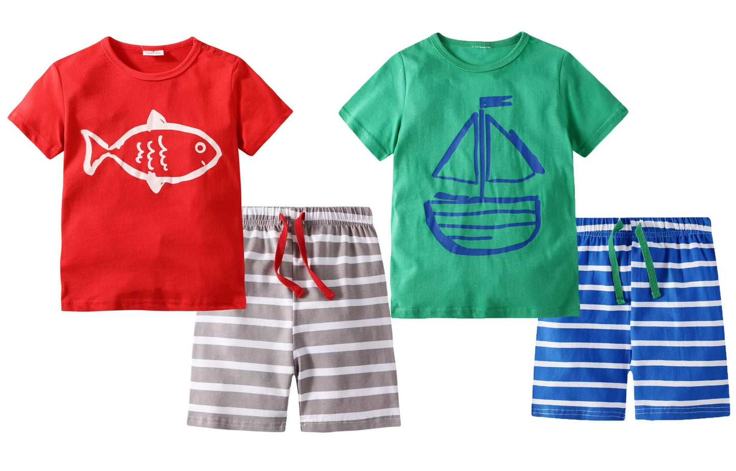Toddler Boy Summer Clothes Outfits Kids Cotton Short Sleeve Shirt Shorts Set 2-7 Years