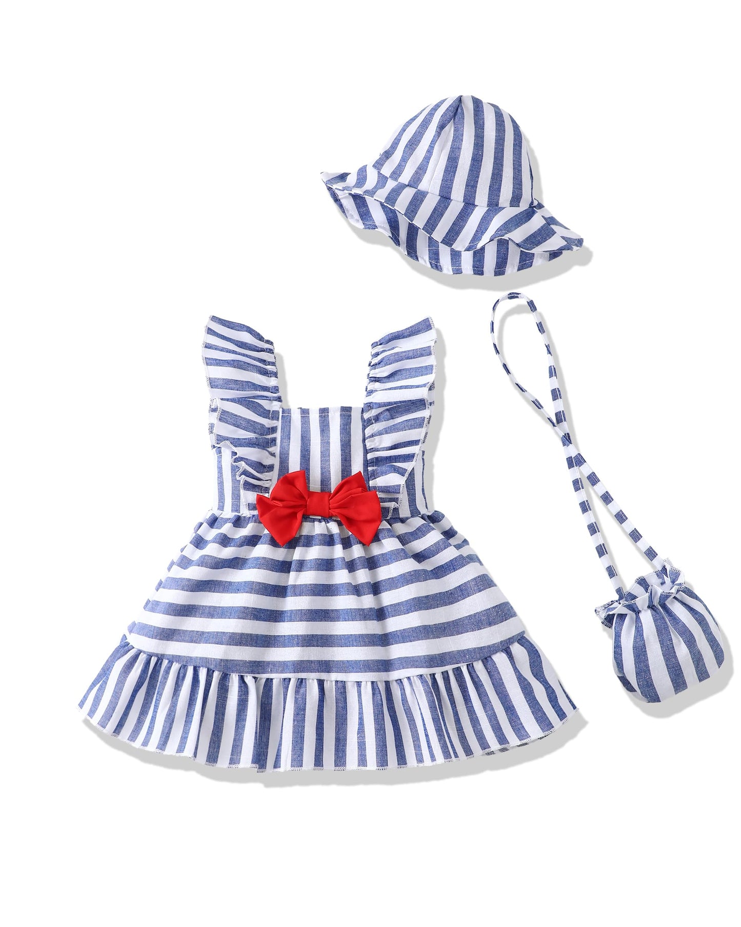 Renotemy Newborn Infant Baby Girl Dresses Summer Outfits Boho Casual Sundress Gifts Toddler Clothes for Girl with Hat and Bag