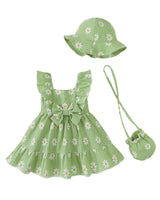 Renotemy Newborn Infant Baby Girl Dresses Summer Outfits Boho Casual Sundress Gifts Toddler Clothes for Girl with Hat and Bag