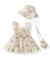 Renotemy Newborn Infant Baby Girl Dresses Summer Outfits Boho Casual Sundress Gifts Toddler Clothes for Girl with Hat and Bag