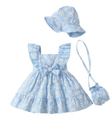 Renotemy Newborn Infant Baby Girl Dresses Summer Outfits Boho Casual Sundress Gifts Toddler Clothes for Girl with Hat and Bag