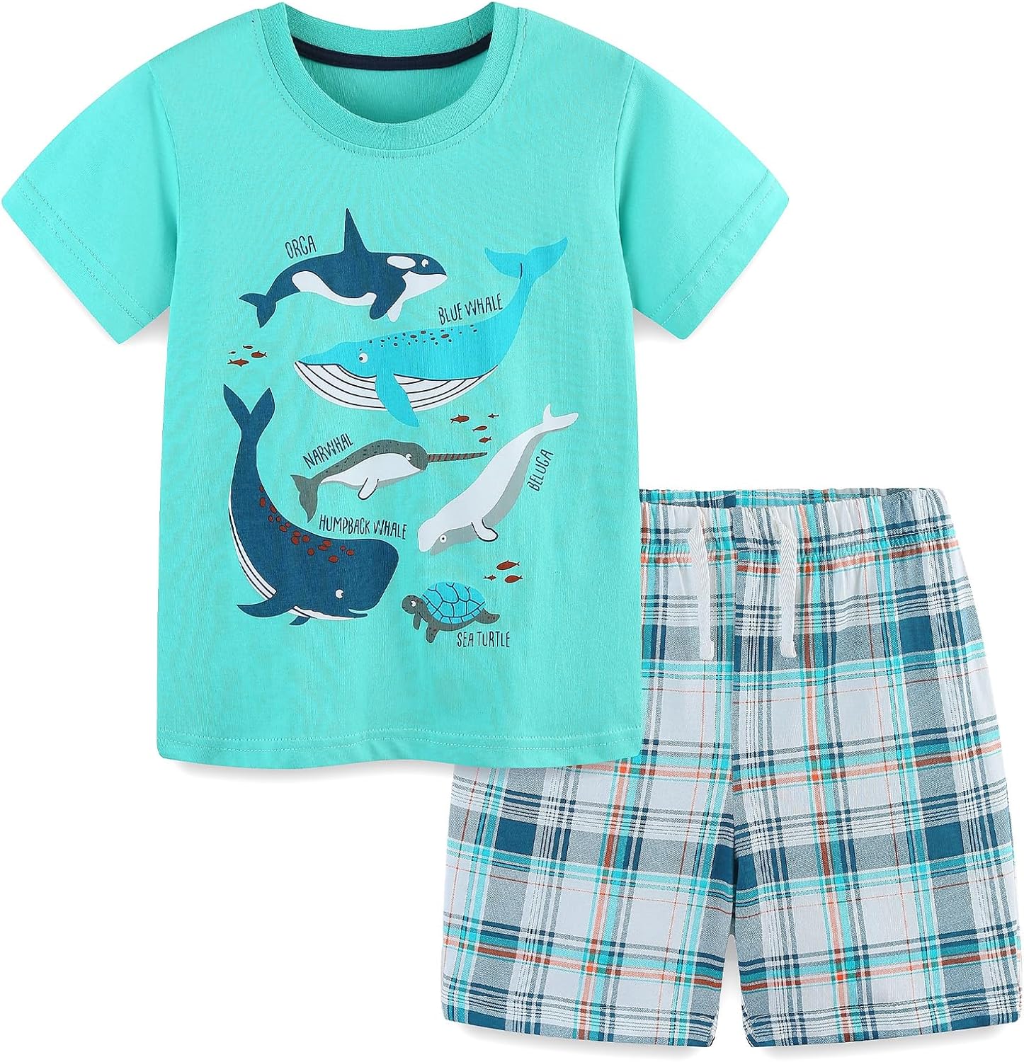 Bumeex Toddler Boy Clothes 100% Cotton Jersey Short Sleeve T-Shirt and Short Clothing Set with Pockets Outfits 2-7T