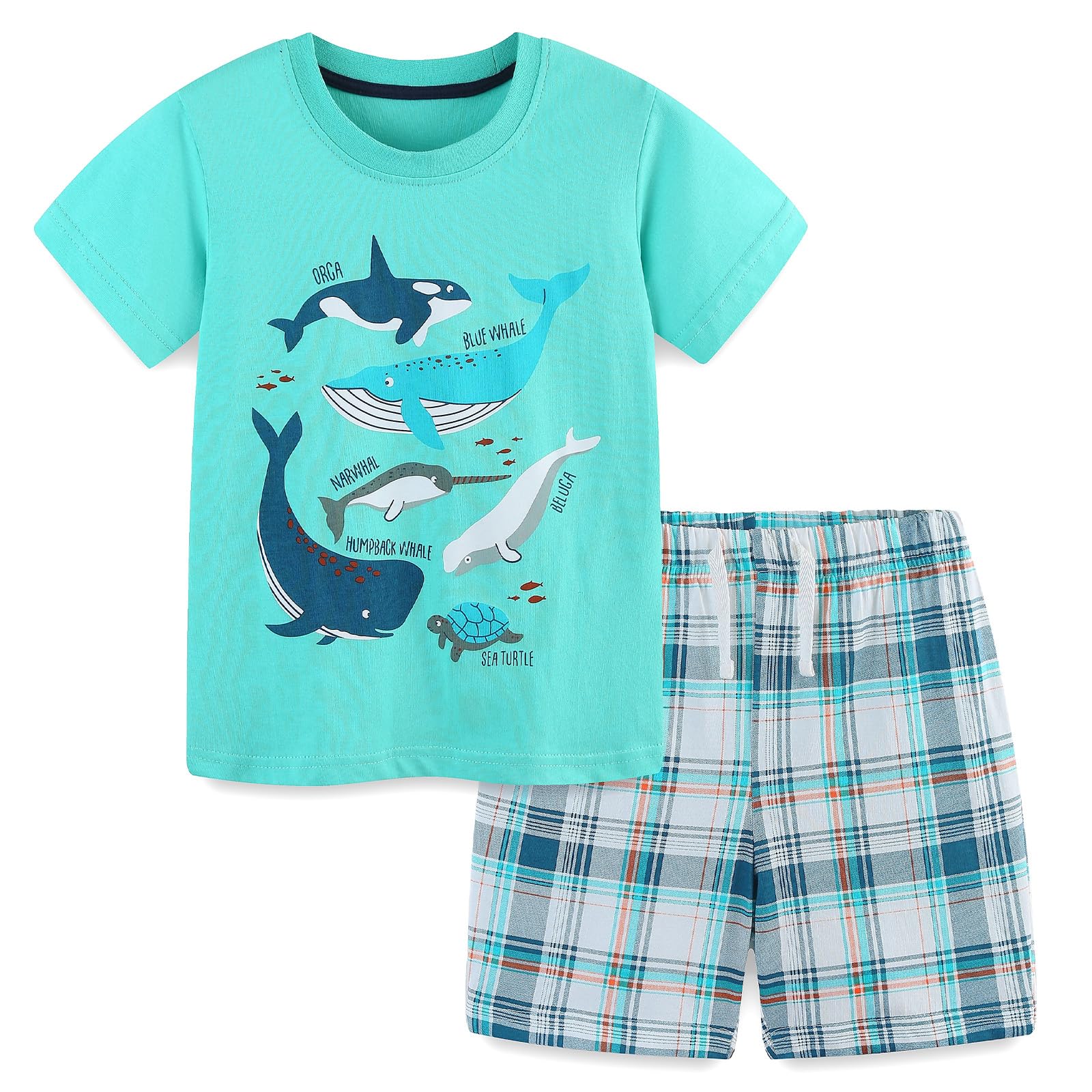 Bumeex Toddler Boy Clothes 100% Cotton Jersey Short Sleeve T-Shirt and Short Clothing Set with Pockets Outfits 2-7T