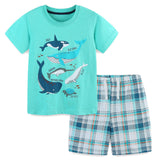 Bumeex Toddler Boy Clothes 100% Cotton Jersey Short Sleeve T-Shirt and Short Clothing Set with Pockets Outfits 2-7T