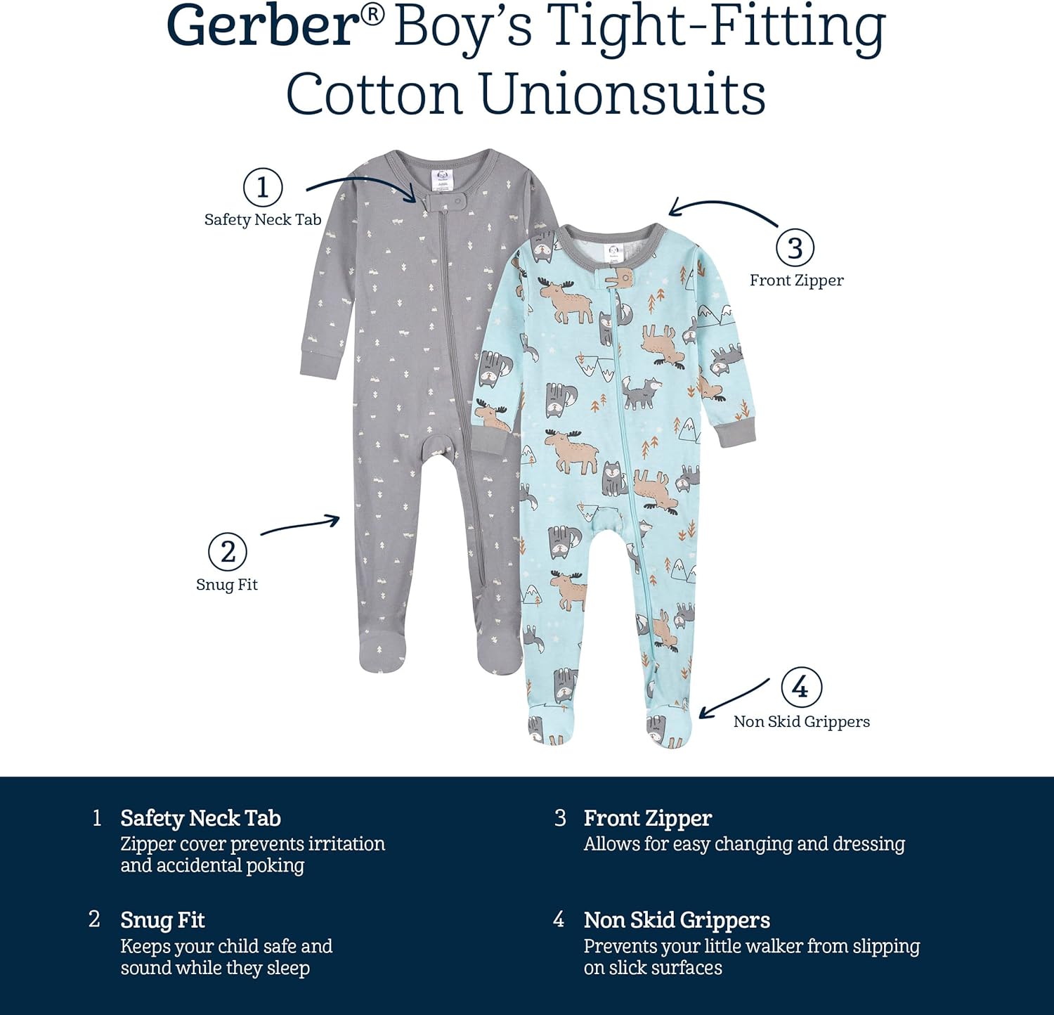 Gerber Baby-Boys Baby-Boys 4-pack Footed Pajamas