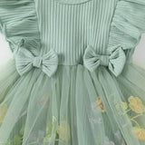 Hnyenmcko Newborn Baby Girl Summer Romper Dress Infant Fly Sleeve Flower Embroidery Mesh Tulle Skirt Hem Ribbed Bodysuit